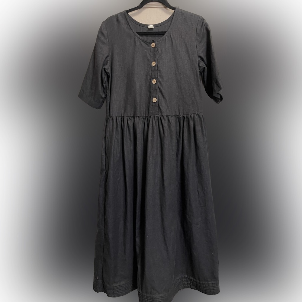 Black Linenbee Dress